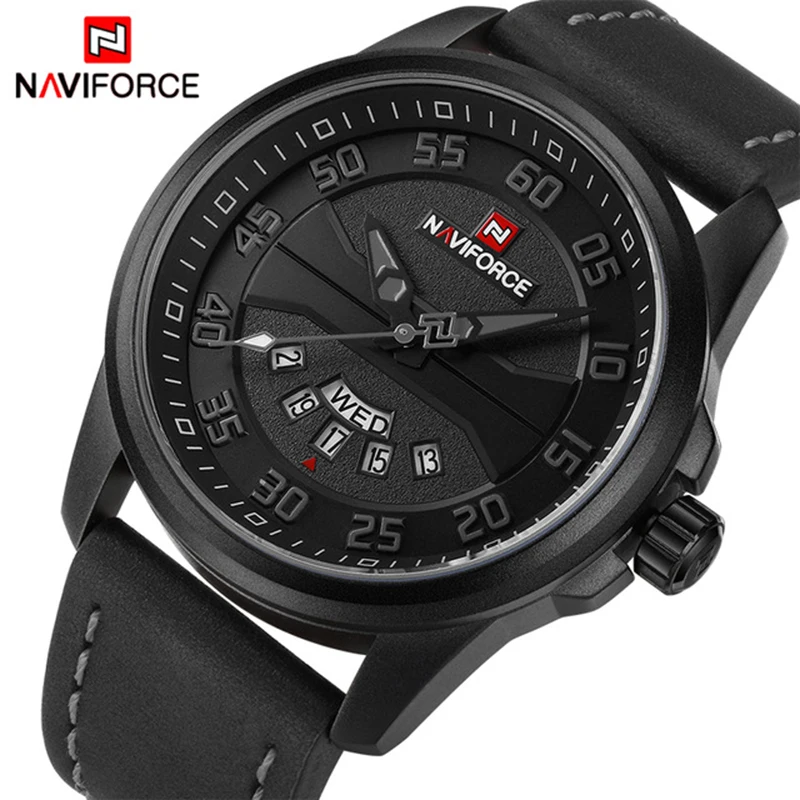 Роскошный бренд NAVIFORCE мужские модные повседневные часы Мужские кварцевые часы мужские с кожаным ремешком армейские военные спортивные наручные часы