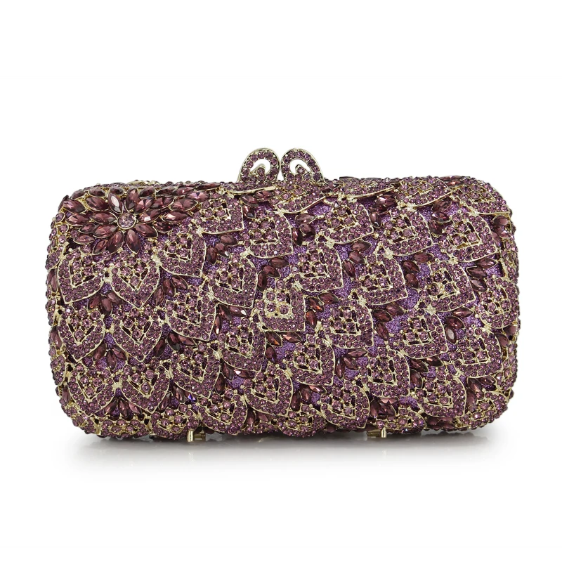Buy Purple Crystal Evening Bag With Chain Women