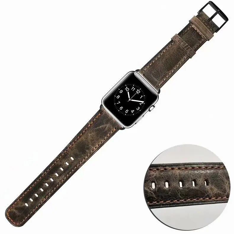 Ретро Браслет из натуральной кожи для Apple Watch серии 5 4 40 мм 44 мм iWatch полосы 42 мм 38 мм серии 3 2 1 ремешок для часов