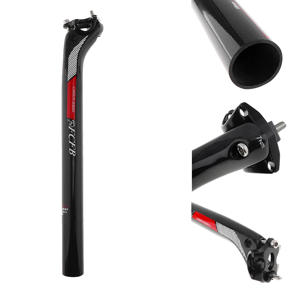 FCFB New Lightweight 3K Glossy T800 Carbon Fiber Seatpost for Road