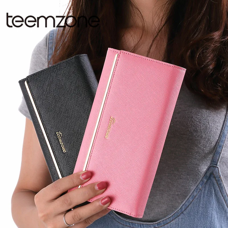 

Teemzone Long Type Women Wallets Genuine Leather New Handclutch style Fashion Multi-Functional Card Holder Women Wallets