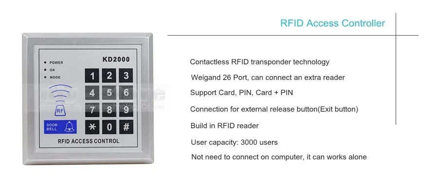 DIYSECUR полный комплект Rfid карты двери Система контроля доступа+ Электрический откидной Болт замок+ пульт дистанционного управления ler KD2000