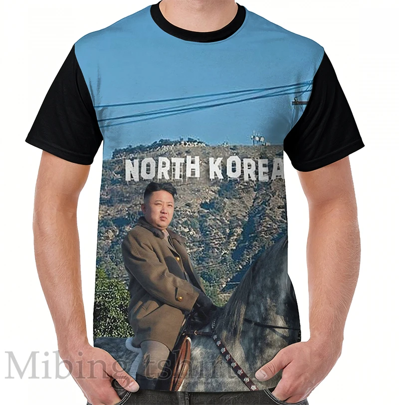 

Funny print men t shirt women Tops tee Kim riding horse Graphic T-Shirt O-neck Short Sleeve Casual tshirts