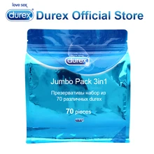 Durex Condom Jumbo Pack 70 Pieces Natural Latex Penis Sleeve Sex Toys Extra Lubricant Intimate Condoms Erotic Goods for Adults 