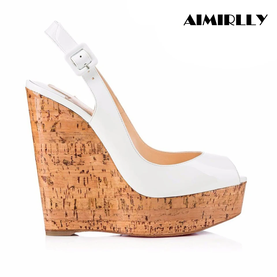 Aimirlly Women Cork Wedge Sky High Platform High Heel Sandals