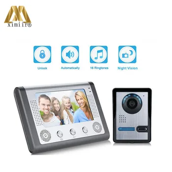 

7 inch color screen intercom system 801FA11 one to one video doorphone intercom door bell with IR camera hands- free monitor