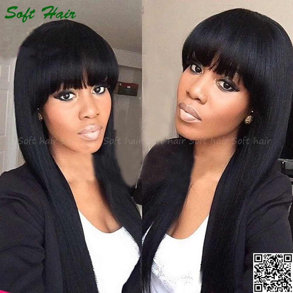 

Brazilian Full Lace Human Hair Wigs For Black Women Straight Glueless Lace Front Human Hair Wigs Virgin Full Lace Wig With Bangs