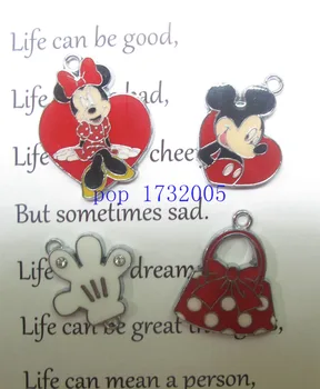

Mix 50 pcs Cartoon Heart-shaped Minnie Bag Heart-shaped Mickey Hand Charm Pendants DIY Jewelry Making WE-1
