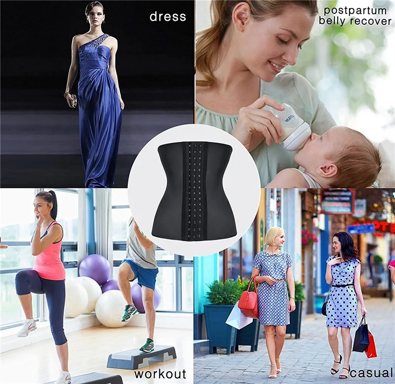 NINGMI Women Waist Trainer Rubber Latex Modeling Belt Weight Loss Corrective Underwear Corset Cincher Sexy Hourglass Body Shaper (20)