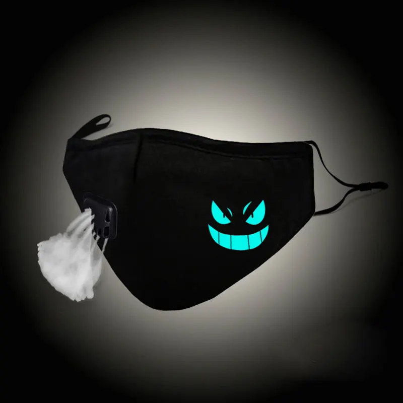 

Fashion Mouth Mask Gengar Reaper Skull Bleach Gauze Face Mask Halloween Cosplay Anti PM2.5 Dust Filter Muffle Valved Respirator