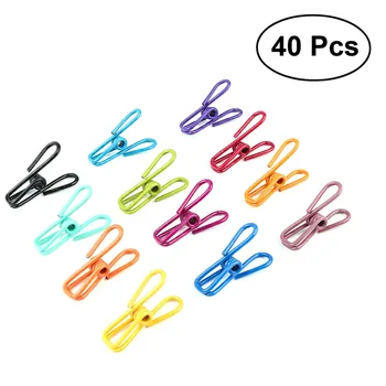 

OUNONA 40Pcs Clothes Pegs Laundry Pegs Towel Clips Colorful PVC-Coated Steel Wire Clips Holders for Drying Clothesline