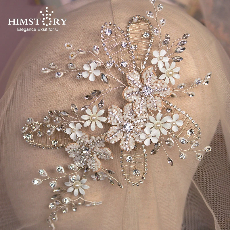 

Pure Handmade European Silver Brides Barrette Beaded Headdress Crystals Wedding Hair Accessory Rhinestone Party Festival Jewelry