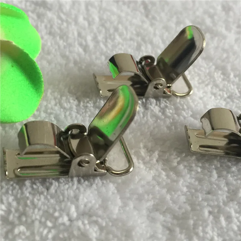 10MM Lead Free Silver Metal Suspender Paci Pacifier Clips Ribbon