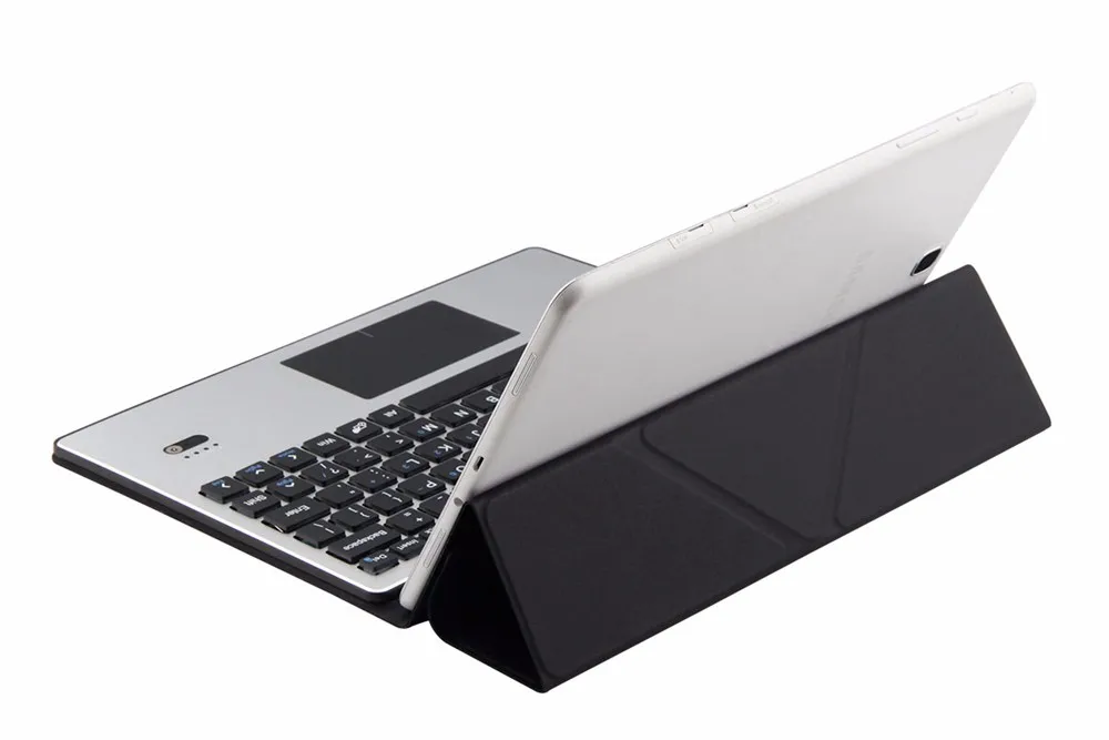 Bluetooth клавиатура кожаный чехол для Samsung Galaxy Tab S3 Защитная крышка с Алюминий сплав клавиатура с тачпадом