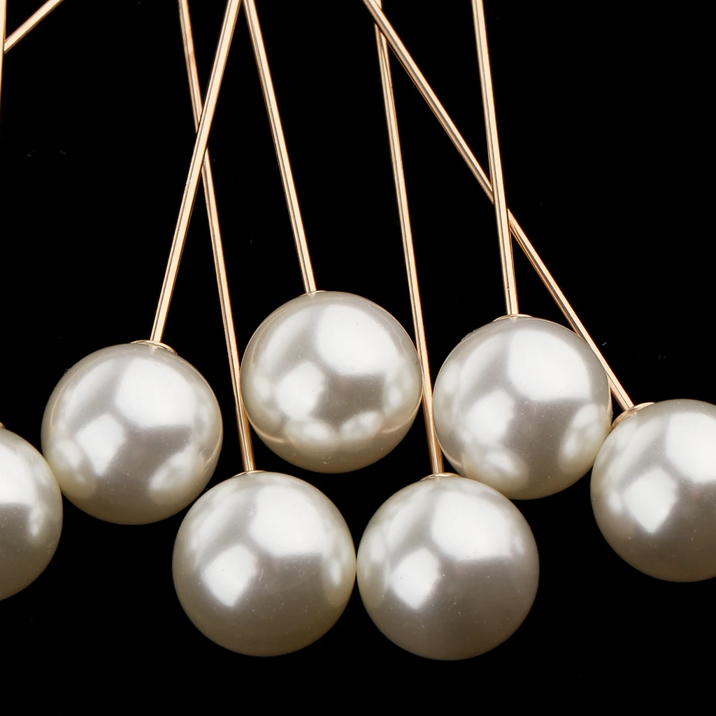 10 Pieces Women Men's Faux Pearl Stick Breastpin Brooch Pin Collar Suit Lapel Pin Stick