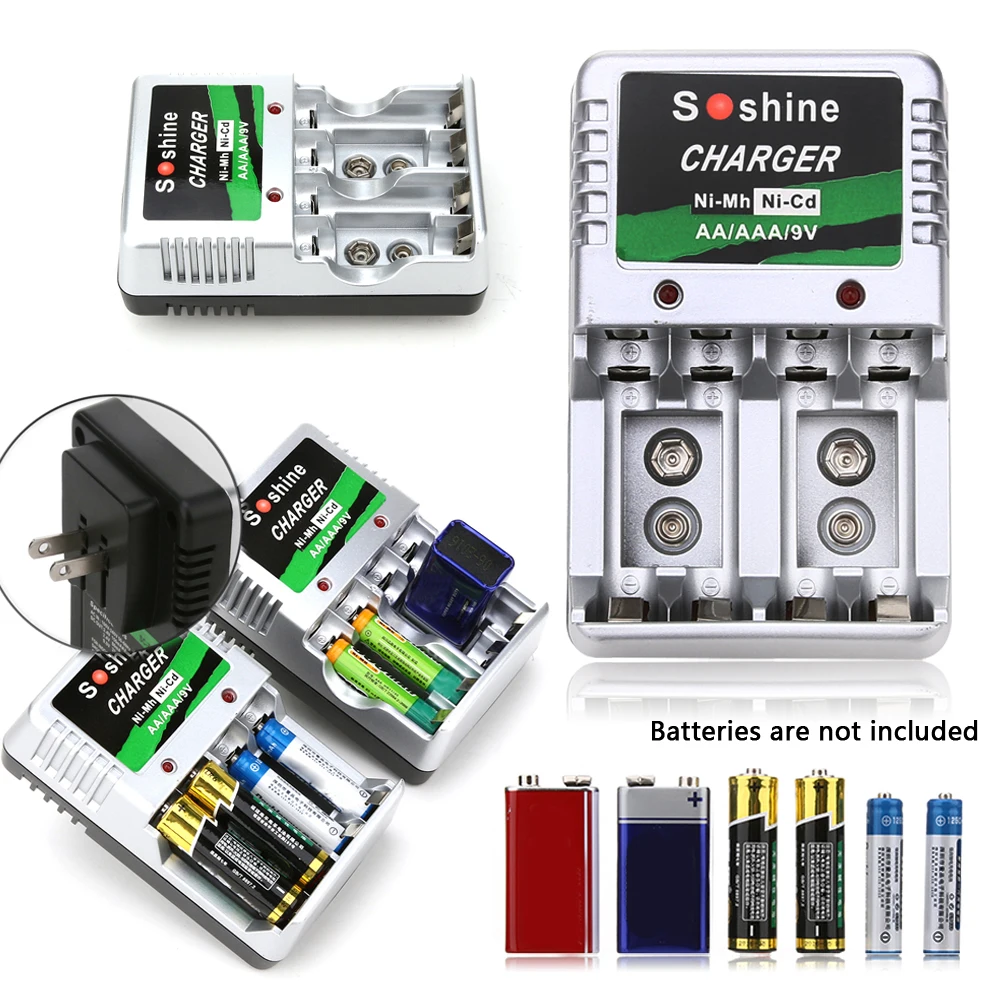 2017 New Rechargeable Battery Charger AA AAA 9V Ni MH Ni Cd Batteries