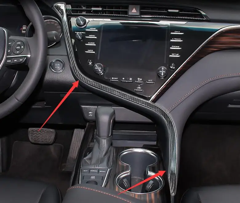 Высокое качество ABS углеродного волокна внутренняя отделка полосы выше стойла для Toyota Camry - Цвет: Темно-серый
