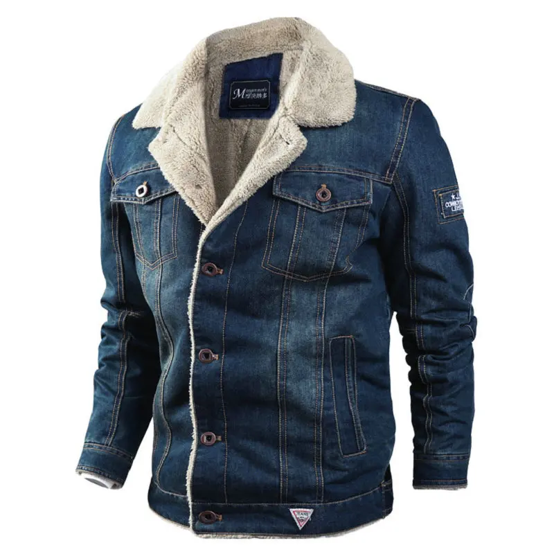 Billige VOLGINS Marke Denim Herren Jacke Herbst Winter Military Jeans Jacke Männer Dicke Warme Bomber Armee Herren Jacken Mäntel