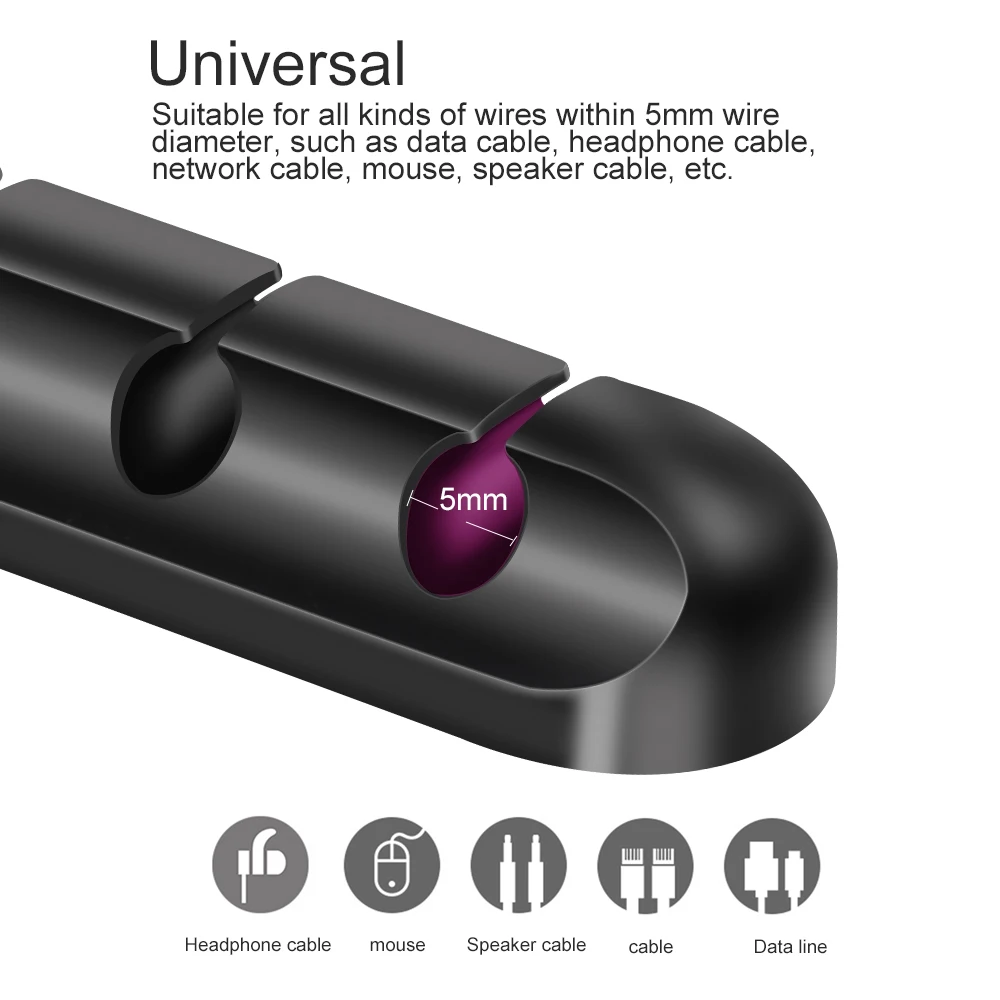 Олаф USB кабель держатель силиконовый Кабельный организатор гибкий устройство для сматывания шнура питания и Управление 3/5/7 зажимы держателя для Мышь наушники