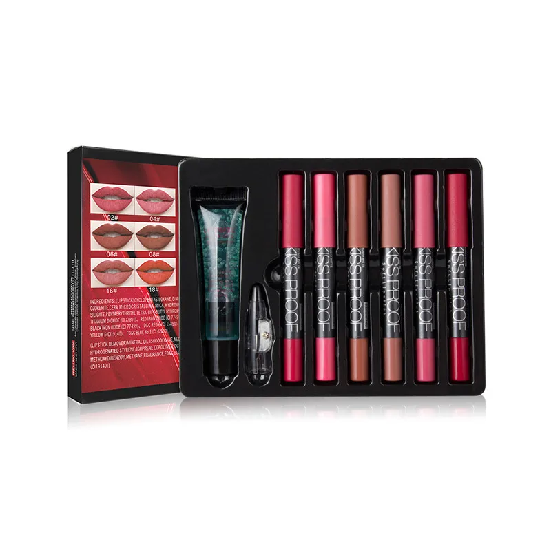 MR0003 Make up set 6 kiss proof Lipstick & Pencil sharpener & remover Cosmetic combination Waterproof Lip make up K906 MR0003 Make up set 6 kiss proof Lipstick & Pencil sharpener & remover Cosmetic combination Waterproof Lip make up K906
