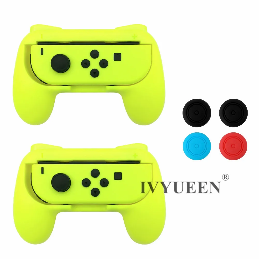 IVYUEEN 2 шт Обновление версии контроллер ручки для пульта Nintendo NS NX Joy-Con консоль Joy Cons держатель-синий/зеленый - Цвет: 2 Yellow Grips