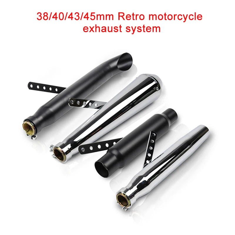 

38/40/43/45mm Retro Motorcycle Exhaust Muffler Pipe Modified Tail Exhaust System For CG125 GN125 cb400ss sr400