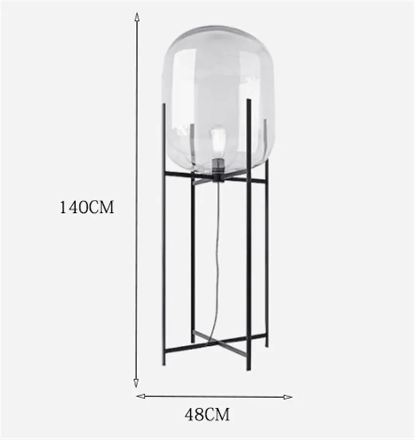 Скандинавский стеклянный светодиодный фонарь светильники лампа стоячие светильники Гостиная Спальня Ресторан торшеры Кухонные светильники - Цвет абажура: L Transparent