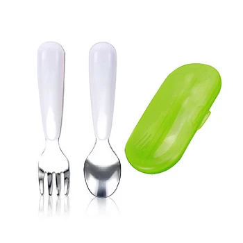 

Baby Non-slip Silicon Spoon Baby Safety Temperature Sensing Kids Children Flatware Feeding Spoons and Fork