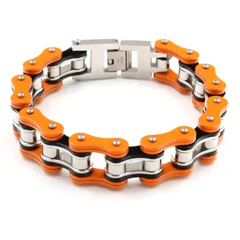 

Punk boy Stainless Steel Bracelet Yellow Tone Biker Bicycle Motorcycle Chain For Mens Bracelets & Bangles High Quality Jewelry