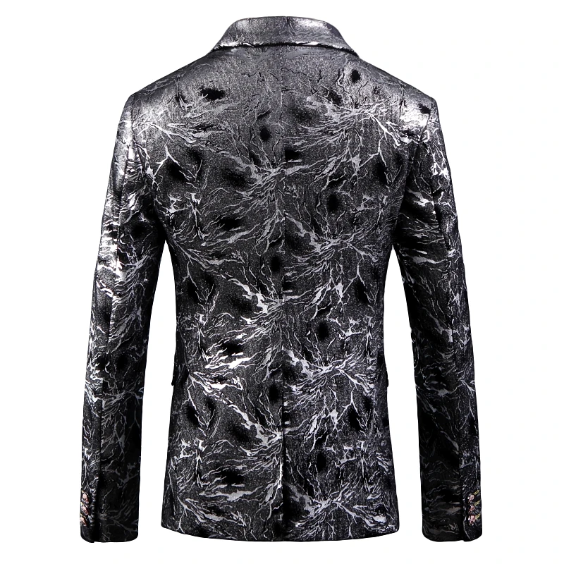 Lv Ba Brand 2018 Fashion Trend Crackle  Printed Suit Jackets Men Party Coat
