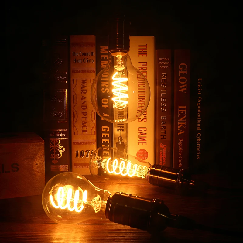 Ретро Эдисон светодиодный лампы затемнения ST64 G95 A60 AC 110 В 220 В Винтаж Классический Свет для Кофе ресторан-бар украшение дома E27