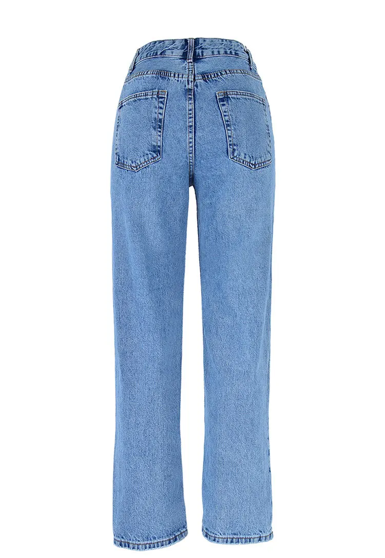 Новое поступление Женские повседневные свободные прямого кроя джинсовые узкие брюки джинсы с высокой талией женские нестандартные брюки полной длины D201