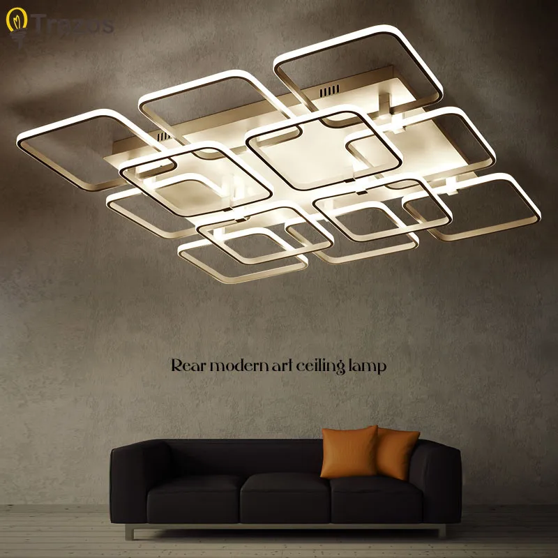 

2018 Square surface mounted modern led ceiling lights for living room light fixture indoor home decorative lampshade acrylic
