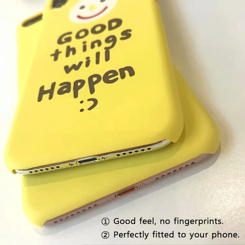 KIP7P1184_5_Frosted Case For iPhone 7 Hard Protective Case For iPhone X iPhone 6 6S 7 8 Plus Smile Face Pattern Back Cover