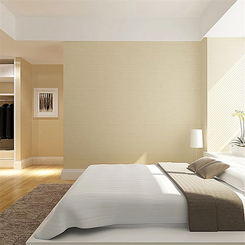 beibehang Simple modern plain wall paper solid color beige ...