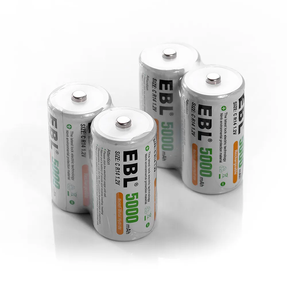 EBL 4 шт. 1 2 v 5000mAh размер C R14 Ni MH аккумуляторные батареи для фонарика игрушки камера