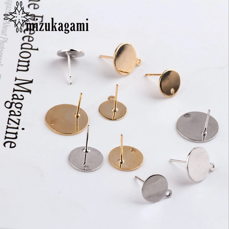 Copper Metal Simple Round Single Hole Earrings Base Connectors Linker 10pcs/lot For DIY Drop Earrings Jewelry Making Accessories