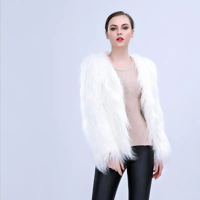 4XL Women Faux Fur LED Light Coat Christmas Costumes Cosplay Fluffy Fur Jacket Outwear Winter Warm Festival Party Club Overcoat