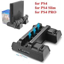 Вертикальный стенд вентилятор охлаждения Вентилятор Cooler подставка для двух контроллеров для Зарядное устройство зарядная станция+ подставка для дисков для SONY Playstation 4 PS4 тонкий PS4 Pro