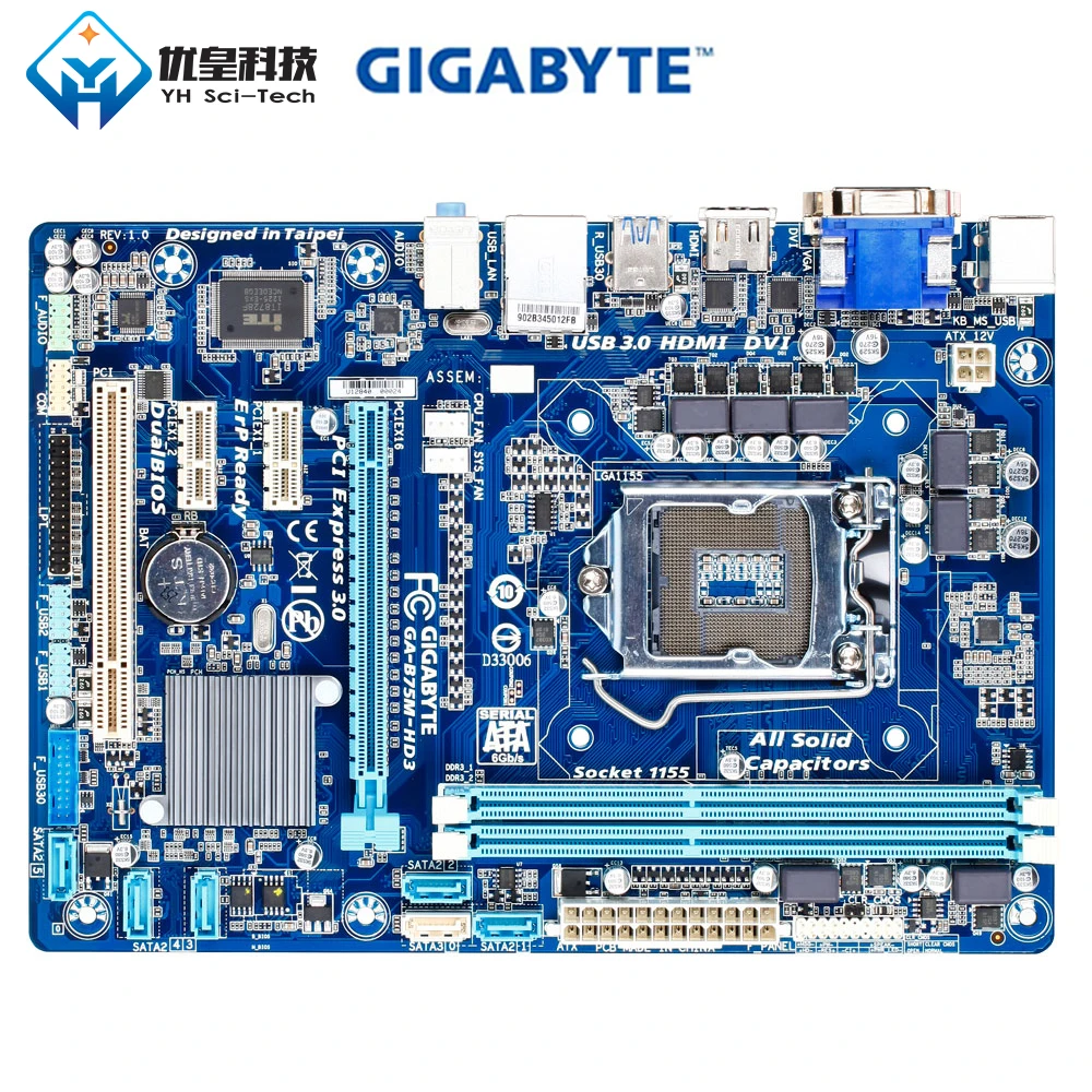 Gigabyte GA B75M HD3 Intel B75 Original Used Desktop Motherboard LGA