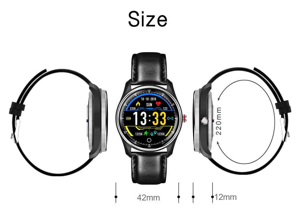 New ECG+PPG Smart Watch Blood Pressure Heart Rate Monitor IP68 Waterproof 8 Multi-Sport Modes Smartwatch For Men Women PK N58