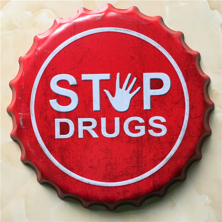STOP DRUGS Large Beer Cover Tin Sign Logo Plaque Vintage ...