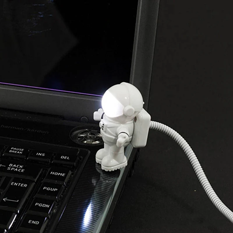 New White Flexible Spaceman LED Night Light Lamp Astronaut USB Tube For Computer Laptop PC Notebook Reading Portable DC 5V
