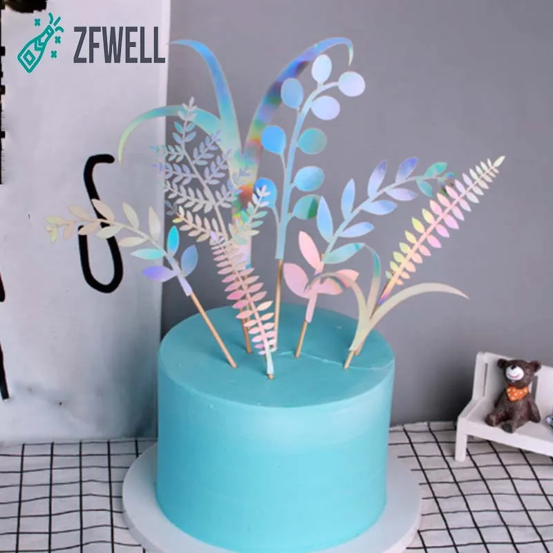 ZFWELL8pz/Лот буквы в виде листьев серебряные праздничные украшения для торта