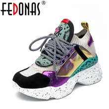 FEDONAS модные женские туфли из натуральной кожи; кроссовки; обувь на плоской подошве, платформы, Сандалеты с перекрестной шнуровкой сезон: весна–лето повседневная женская обувь круглый носок обувь на плоской подошве