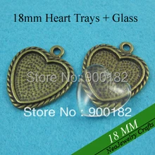 18 мм античные латунные пустые рамки кулонов, лотки для сережек с подходящим стеклом отлично подходят для подвесок или сережек