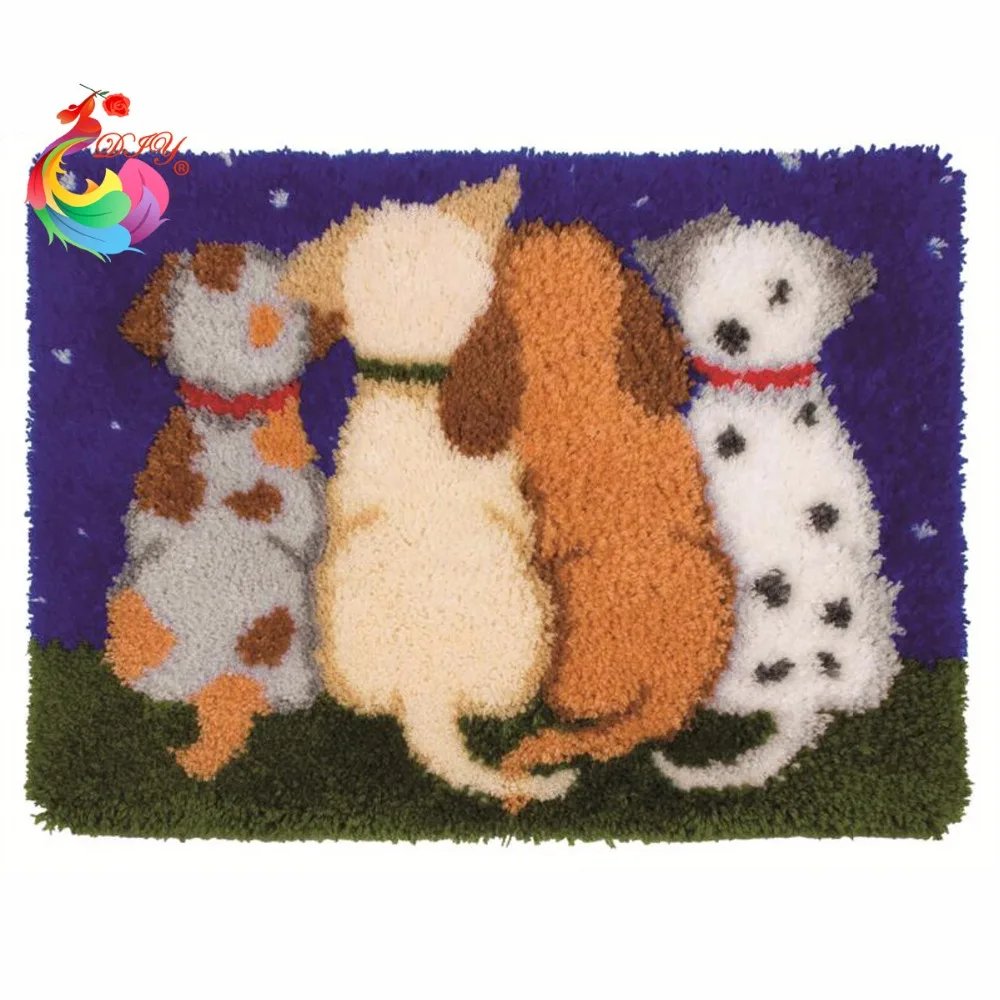 

Hook Rug Kit Cartoon Cat embroidery diy DIY Needlework Sets Unfinished Crocheting Yarn Mat Carpet embroidery Stitch threads
