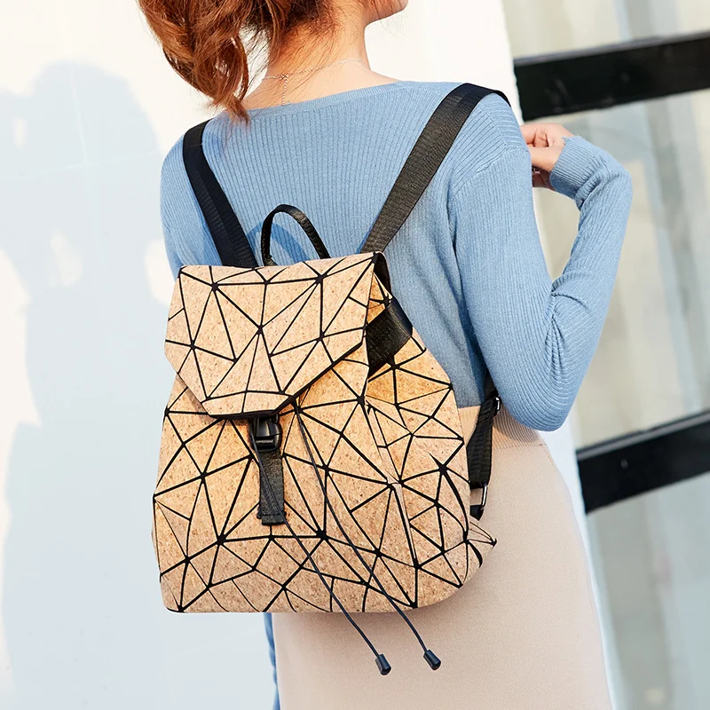 

New geometric rhombic bark backpack Korean ladies student bag casual wild backpack