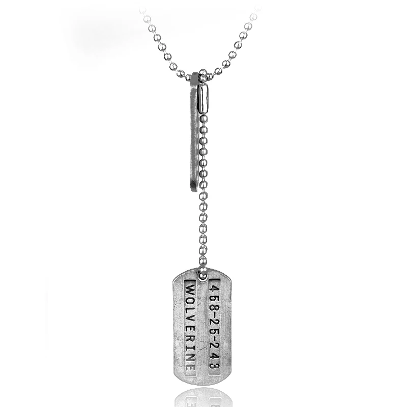 

X-Men Letters Wolverines Logan Necklace Beads Chain Dog Tag Necklaces Pendants Collier for Man Boys Hip Hop Jewelry