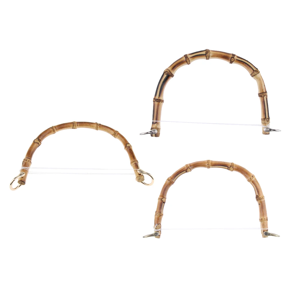 Real Bamboo DIY Wooden Purse Bag Handle Handbag Accessories Wood Frame Evening Clutch Handle Part